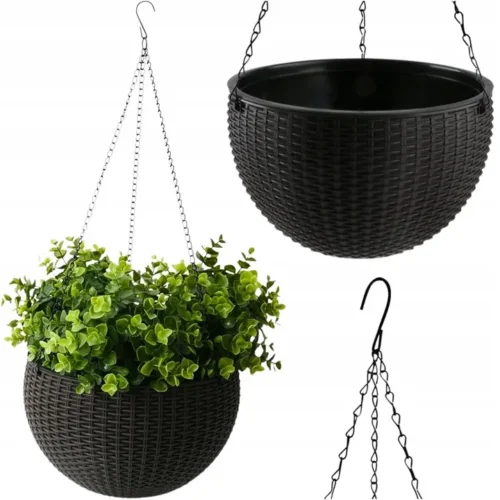 Doniczka wiszaca na kwiaty kwietnik elegancka na balkon taras antracyt 26cm