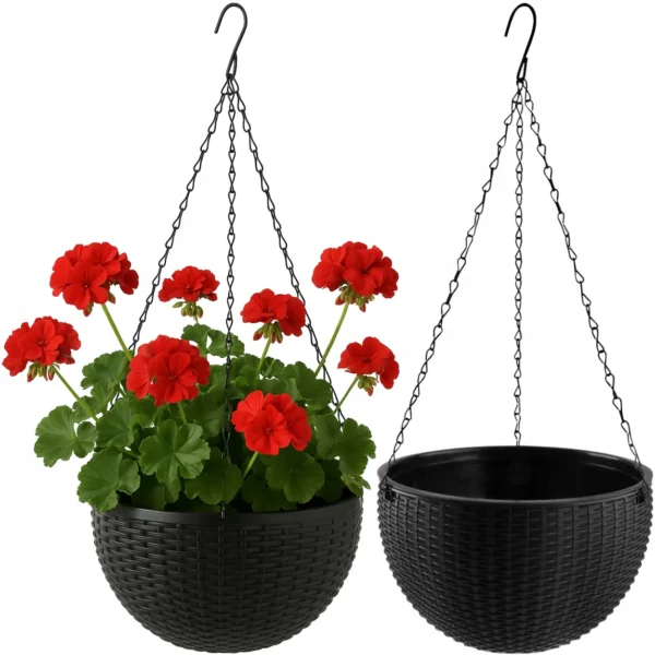 Doniczka wiszaca na kwiaty kwietnik elegancka na balkon taras antracyt 26cm