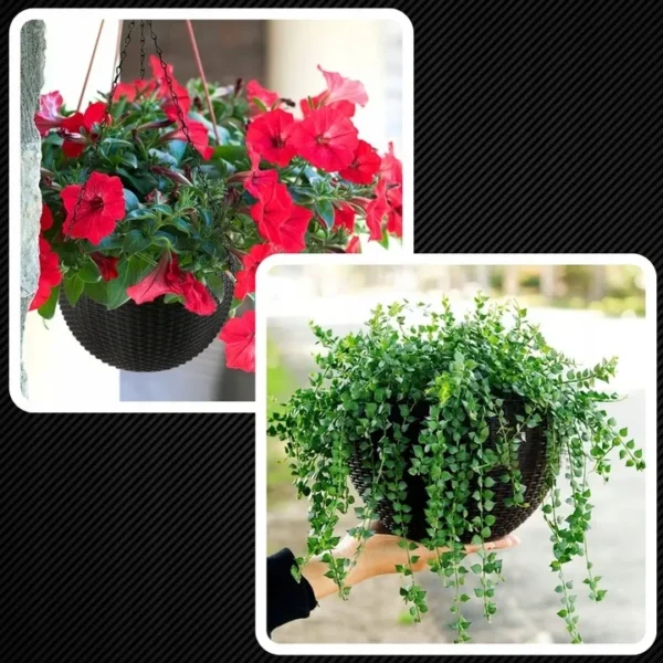 Doniczka wiszaca na kwiaty kwietnik elegancka na balkon taras antracyt 26cm