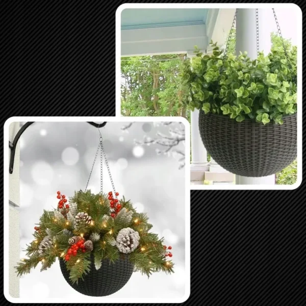 Doniczka wiszaca na kwiaty kwietnik elegancka na balkon taras antracyt 26cm