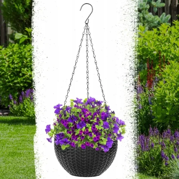 Doniczka wiszaca na kwiaty kwietnik elegancka na balkon taras antracyt 26cm