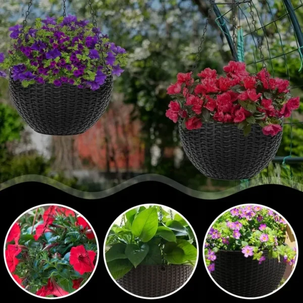 Doniczka wiszaca na kwiaty kwietnik elegancka na balkon taras antracyt 26cm