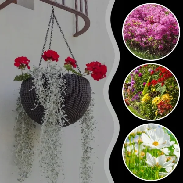 Doniczka wiszaca na kwiaty kwietnik elegancka na balkon taras antracyt 26cm