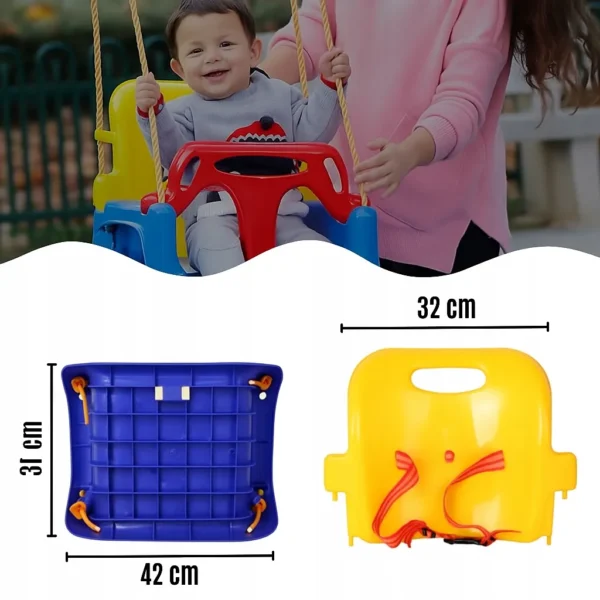 Hustawka dla dzieci ogrodowa do domu ogrodu na linach 30kg 3w1 bezpieczna