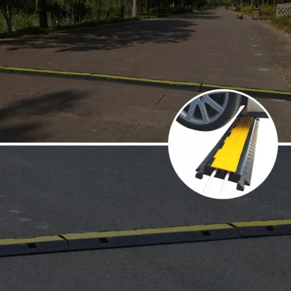 Najazd kablowy parkingowy prog na kable oslona 2 kanaly drogowy 100cm zolty