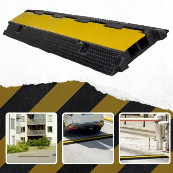 Najazd kablowy parkingowy prog na kable oslona 2 kanaly drogowy 100cm zolty