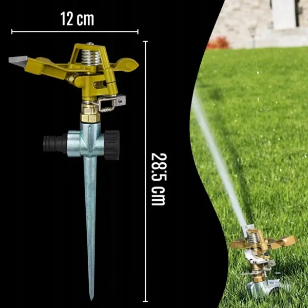 Zraszacz pulsacyjny obrotowy do trawnika trawy 360 metalowy solidny