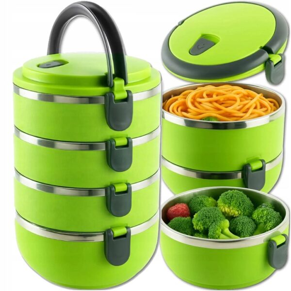 LUNCH BOX OBIADOWY TERMOS 4 POZIOMOWY POJEMNIK NA ZYWNOSC XL TERMICZNY