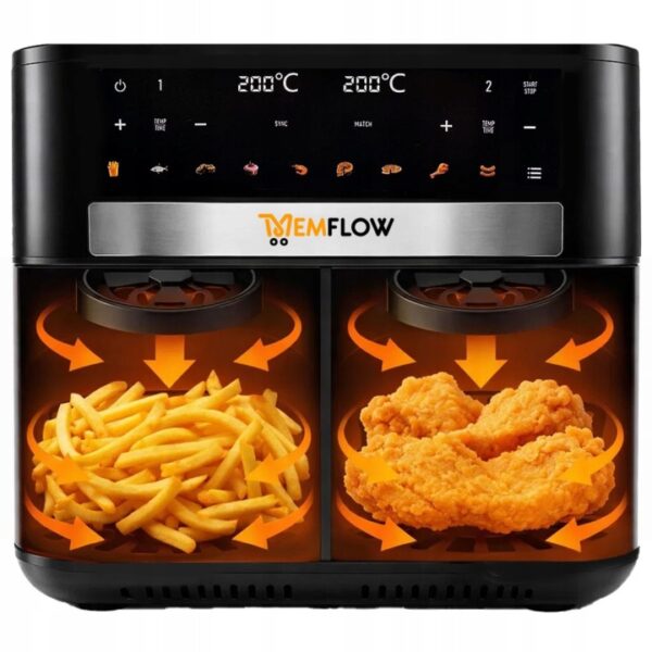 AIR-FRYER-FRYTKOWNICA-BEZTLUSZCZOWA-DWUKOMOROWA-10L-2200W-PODWOJNA-DUZA-XXL-Typ-beztluszczowa AIR FRYER FRYTKOWNICA BEZTLUSZCZOWA DWUKOMOROWA 10L 2200W PODWOJNA DUZA XXL Typ beztluszczowa