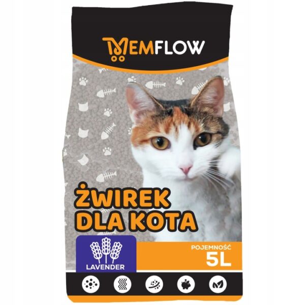 ZWIREK DLA KOTA BENTONITOWY 5L LAWENDOWY ZBRYLAJACY NATURALNY DO KUWET EAN GTIN